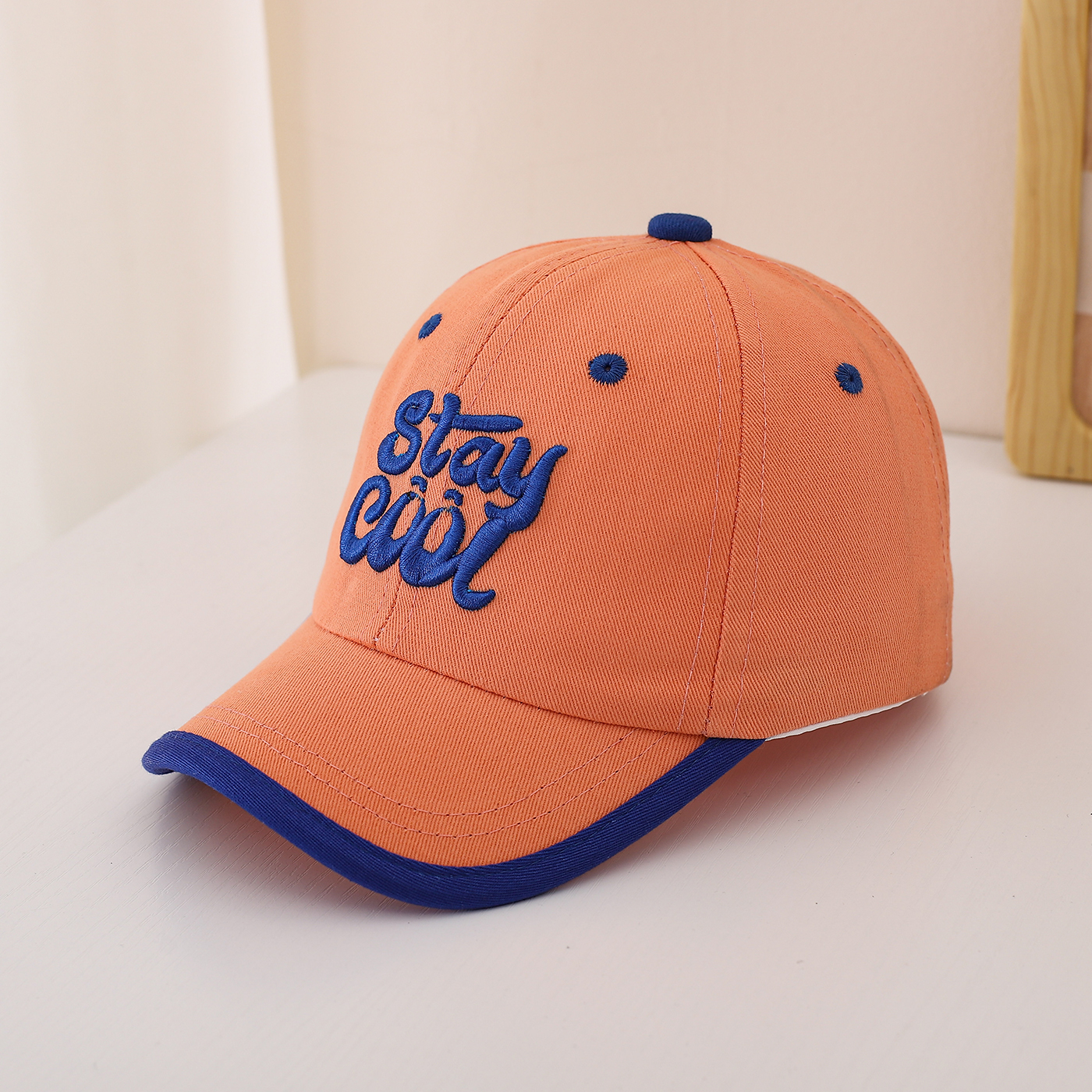 Children's Multi-color Edge-stitching Creative Font English Embroidery Adjustable Trendy Baseball Cap Fashionable Sport Shopping photo 3