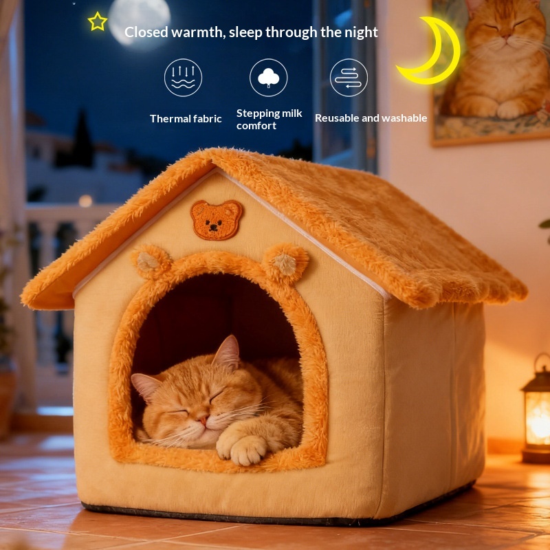 Cat Bed, Winter Warm, Enclosed, All-season, Removable And Washable, Suitable For Cats And Dogs. photo 1