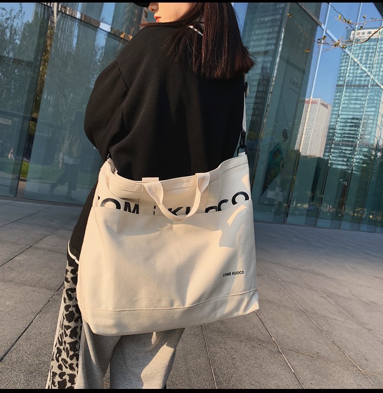 Vintage Canvas Bag Luggage Travel Bag Oversized Capacity Canvas Storage Bag Portable Business Handbag - White photo 2
