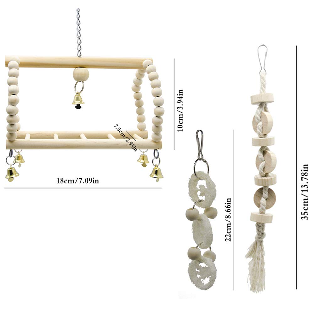7 Packs Bird Parrot Swing Chewing Toys-Hanging Bell Bird Cage Playing Toys Hanging Rope And Clip Design, Suitable For Small Parakeets, Cockatiels, Conures, Finches,Budgie,Macaws, Parrots, Love Birds photo 2