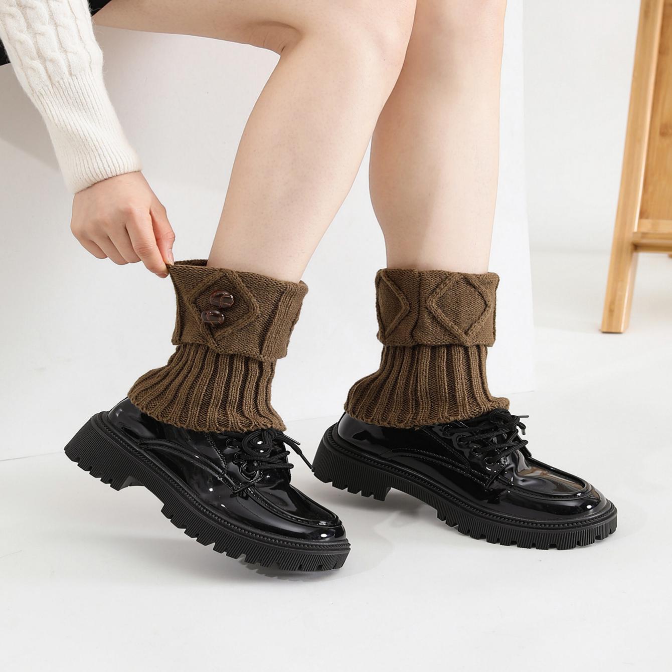 Women Winter Warm Crochet Knit Short Leg Warmer Short Boot Cuffs Socks Ladies Middle Tube Leg Warmer Socks photo 1