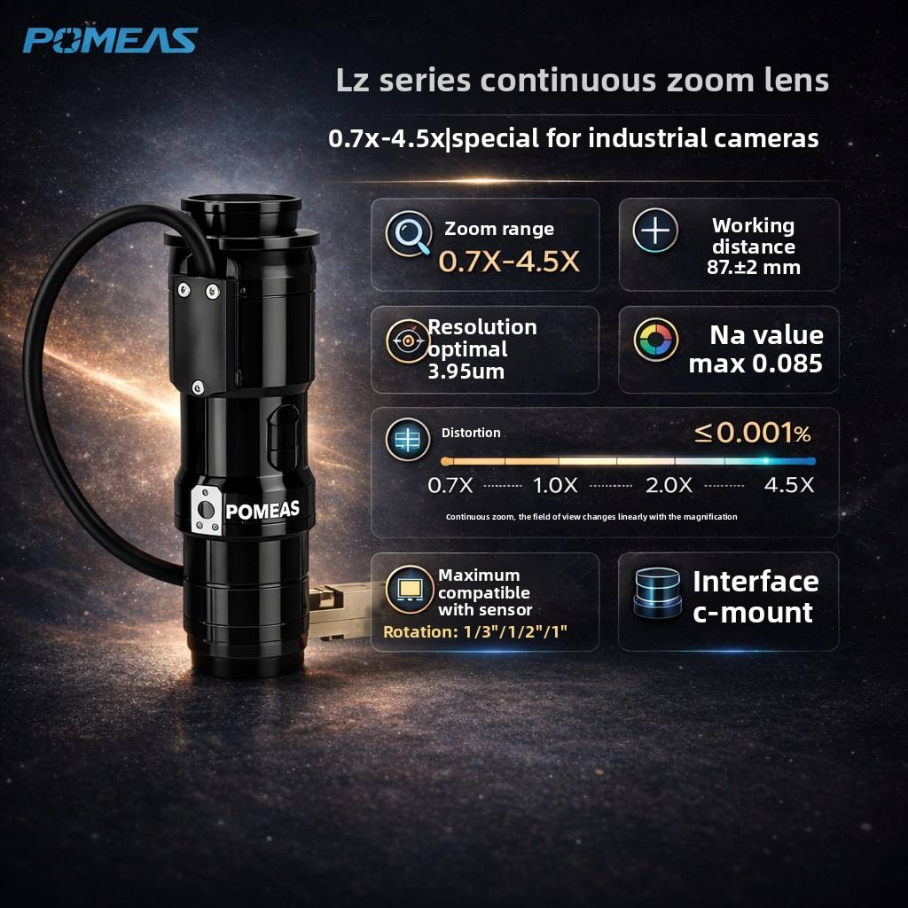 0.7X-4.5X Continuous Zoom Lens C-Mount 3.95um Low Distortion Machine Vision Industrial Camera Lens For 1 Inch photo 1