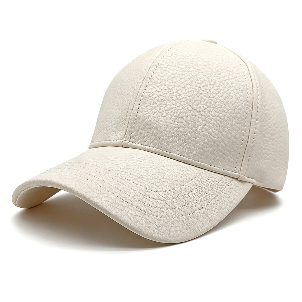 Spring And Autumn Glossy Lychee-patterned PU Leather Baseball Cap, Simple And Stylish, Versatile And Durable. Hard-top Baseball Cap With A Brim, Suitable For Casual Wear And Versatile Applications photo 5