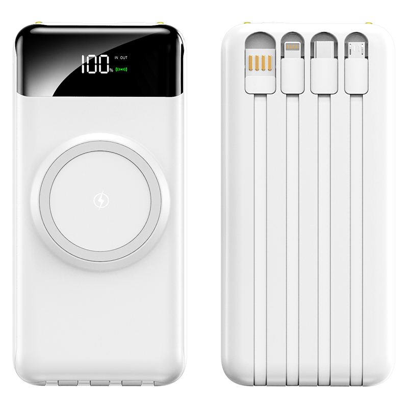 KP-711 Best-selling 10,000mAh Power Bank With Digital Battery Display Wireless Charging And 4 Built-in Cables In Stock photo 3