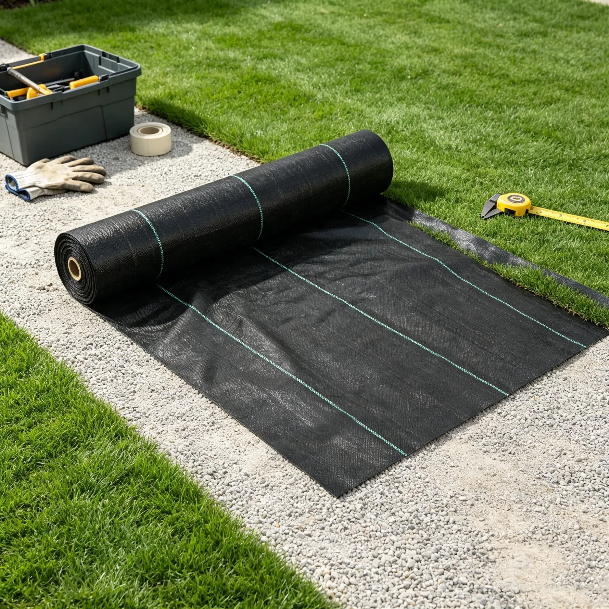 3' x 300' Heavy Duty Weed Barrier Landscape Fabric, Woven PP Geotextile Ground Cover for Driveways photo 4