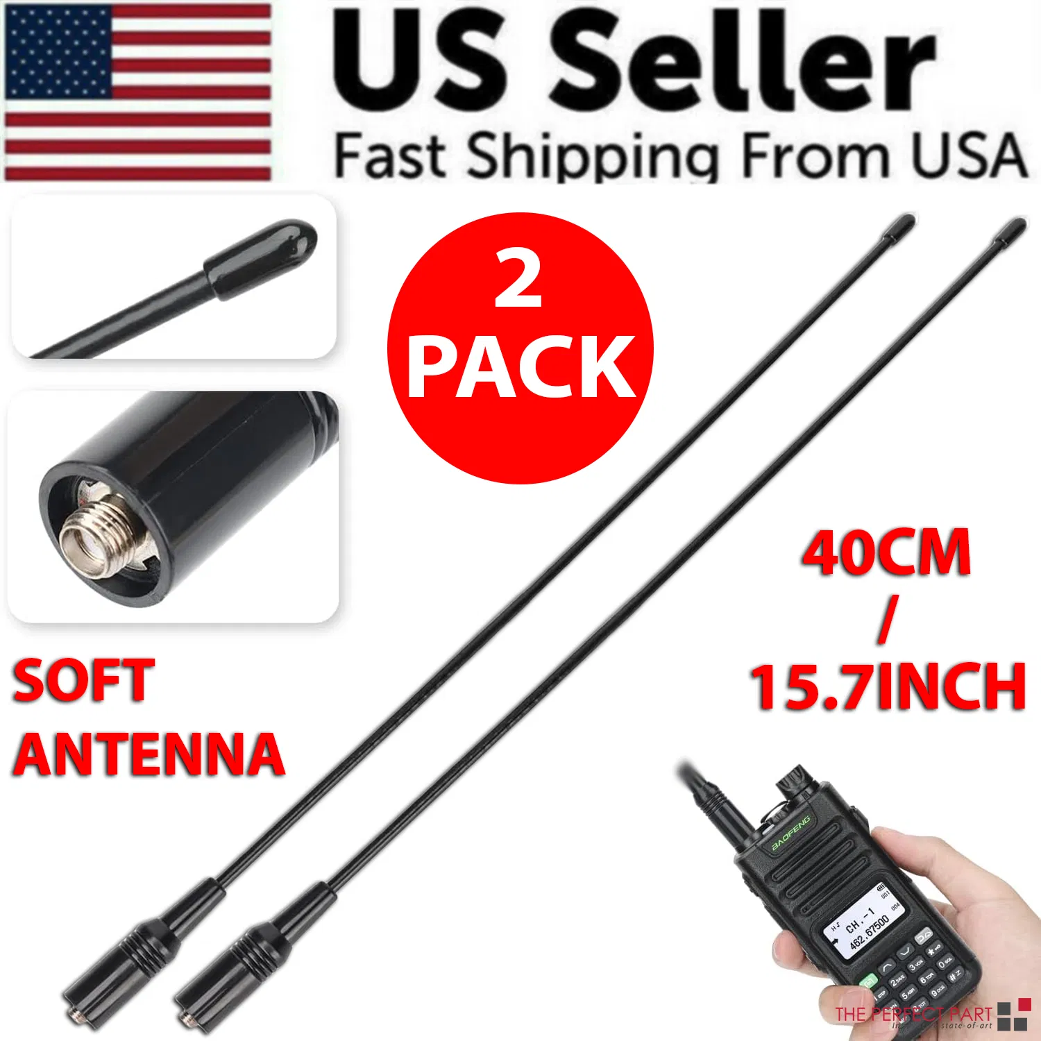 2-Pack For Baofeng UV5R UV-82 144/430MHz Dual Band Antenna NA771 SMA Female 10W photo 1