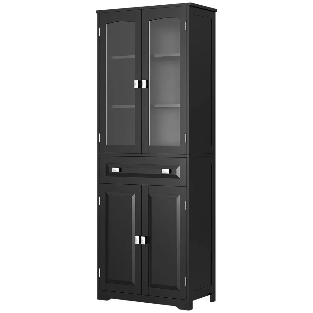 63" 4-Door Kitchen Pantry Cabinet, Freestanding Storage Cabinet Cupboard with Adjustable Shelves, Black photo 7