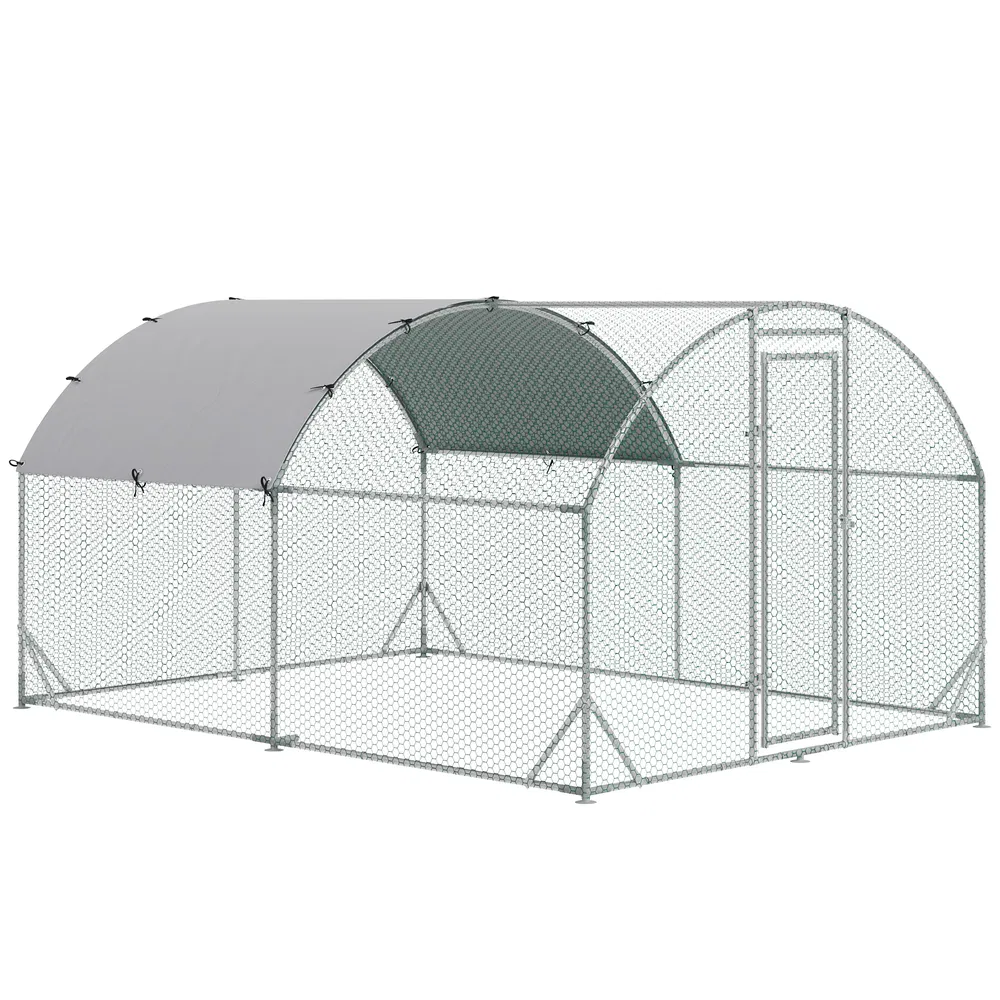 Galvanized Large Metal Chicken Coop Cage Walk-in Enclosure Poultry Hen Run House Playpen Rabbit Hutch with Cover for Outdoor Backyard 9.2' x 12.5' x 6.5' Silver photo 2