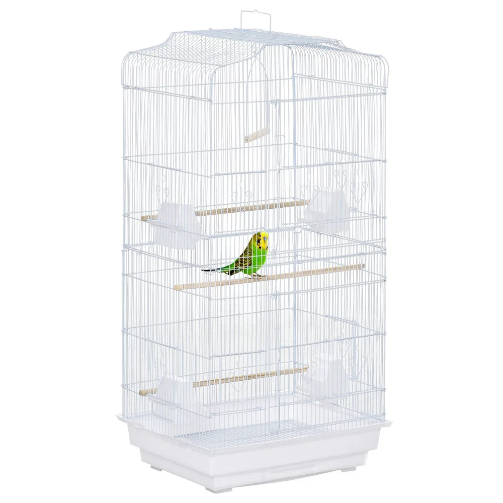 36" Bird Cage, Macaw Play House, Cockatoo, Parrot, Finch Flight Cage, 2 Doors, Perch 4 Feeder Pet Supplies, White photo 7