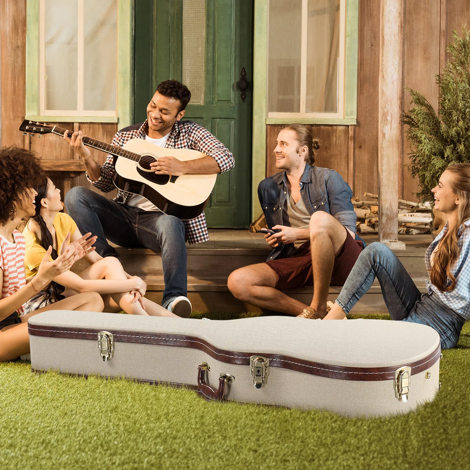 [Replace 65563073] 39" Classical Guitar Hard Case Microgroove Flat Grey photo 5