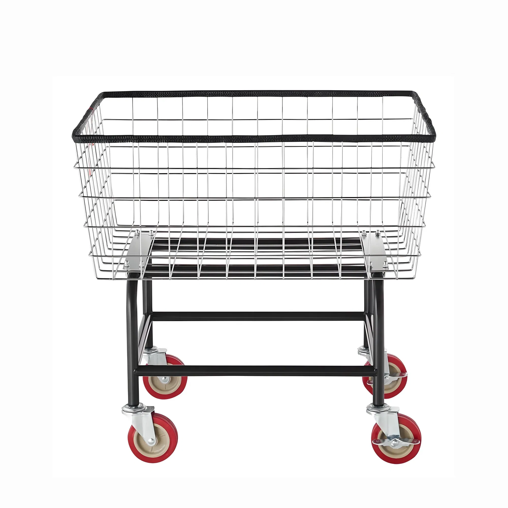 Wire Laundry Cart, 2.8 Bushel Wire Laundry Basket with Wheels, 26.7" x 21.7" x 26.4" Commercial Grade photo 6