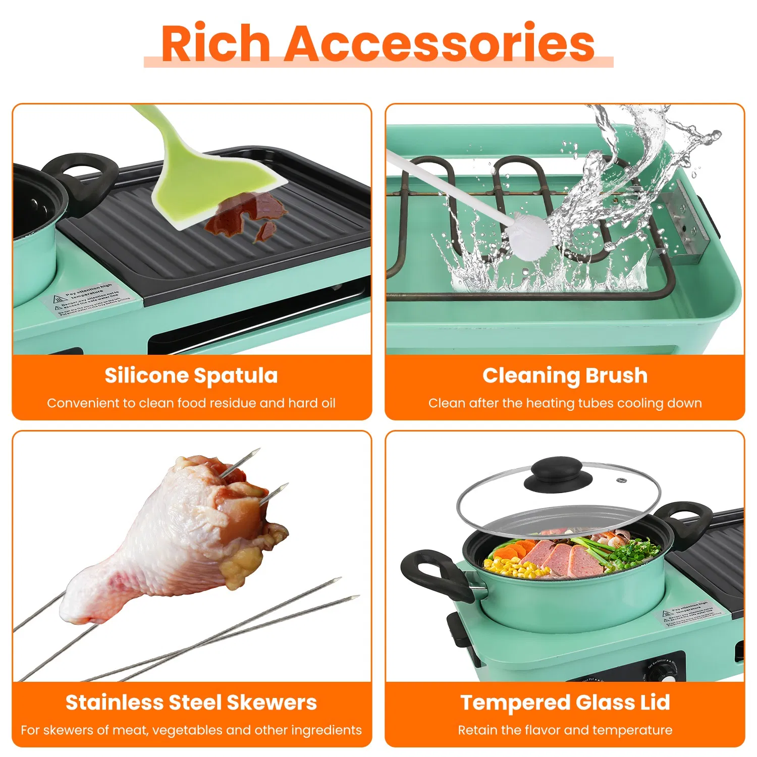 Electric Hot Pot with Grill,1600W 3-in-1 Smokeless Raclette Table Grill for Kitchen, Barbecue Shabu Hot Pot with Non-Stick Cooking Removable Plate, Dual Temperature Control & Dishwasher Safe photo 2
