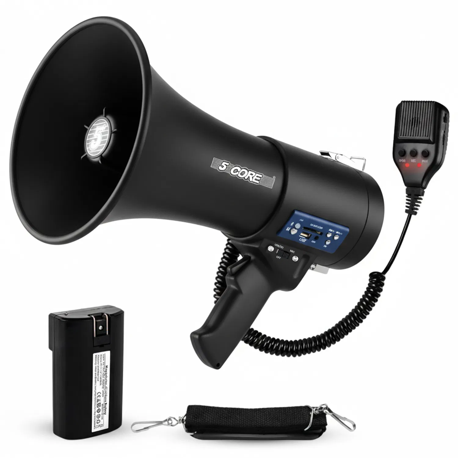 5 Core Megaphone Speaker 100/50W Loud Rechargeable/ Battery Power Bullhorn photo 1