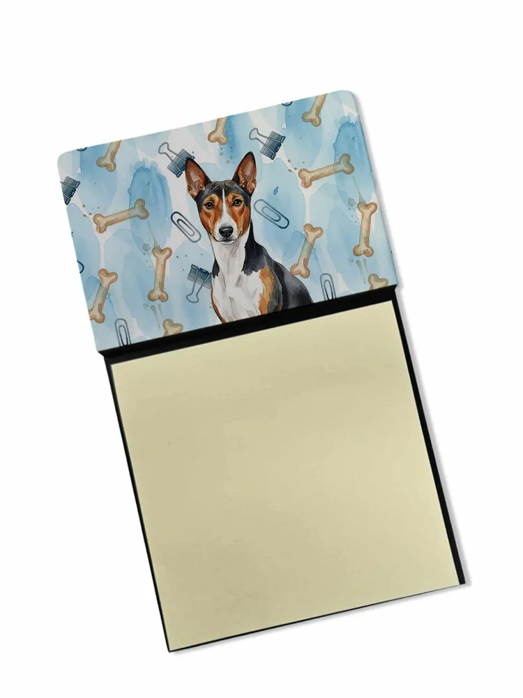 Tricolor and White Basenji Coworker Watercolor Sticky Note Holder Refillable Dispenser Desk Accessory 3x3 Pad Gift photo 8