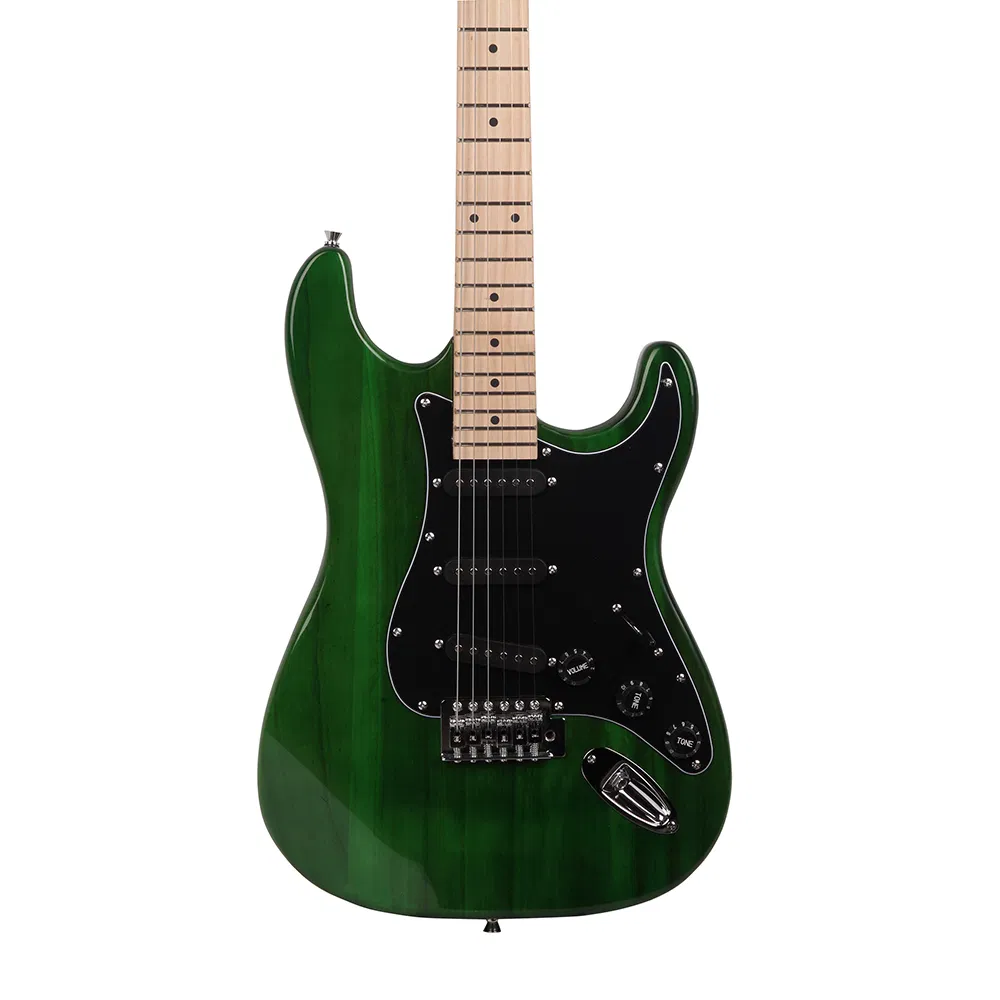 ST Stylish Electric Guitar with Black Pickguard Green photo 6