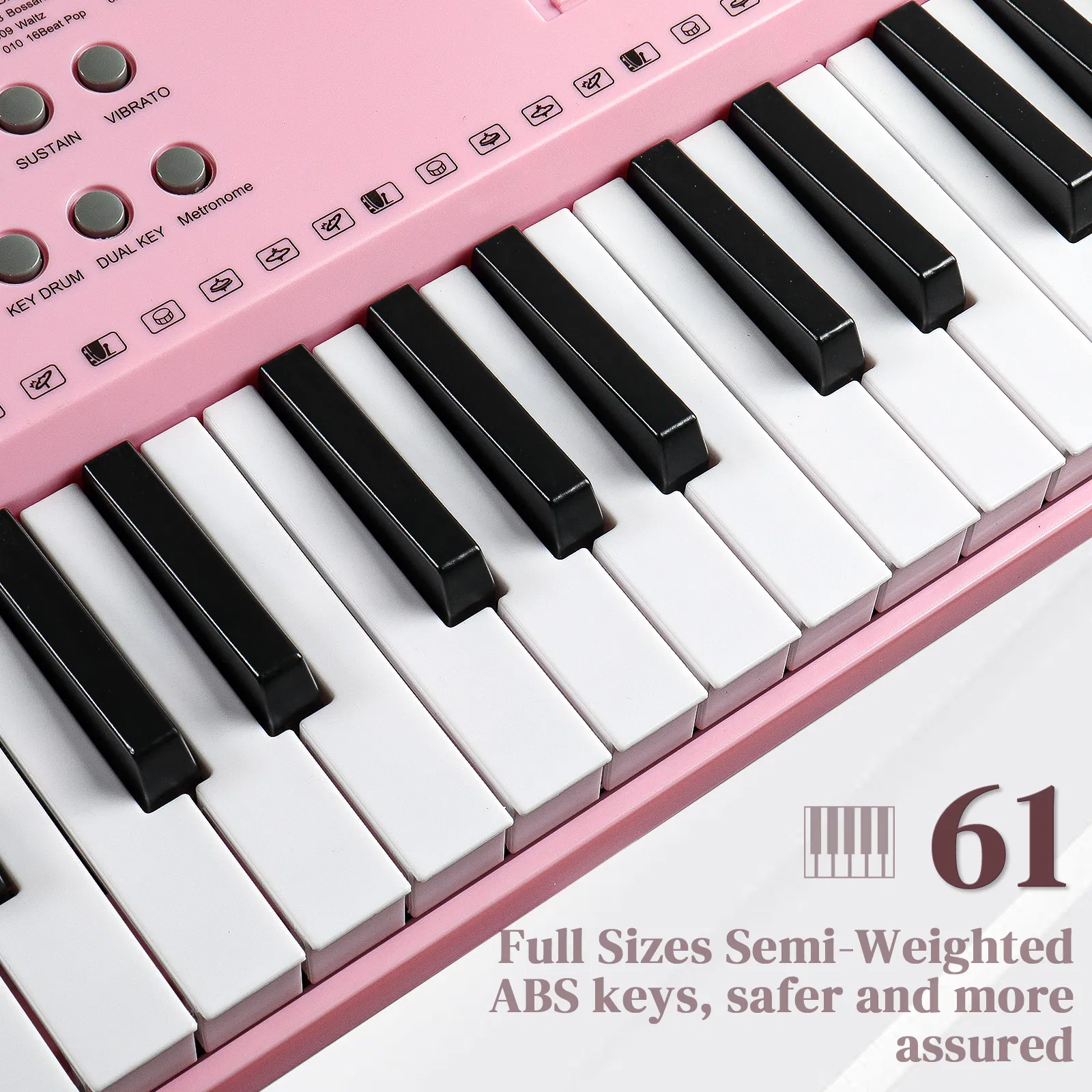[Do Not Sell on Amazon]GEP-110 61 Key Lighting Keyboard with Piano Stand, Piano Bench, Built In Speakers, Headphone, Microphone, Music Rest, LED Screen, 3 Teaching Modes for Beginners photo 6