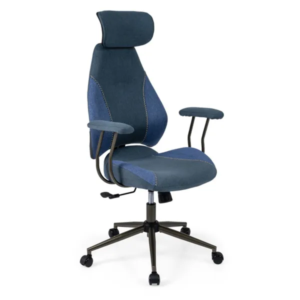 Blue Color Blocking Office Chair with 2D Adjustable Headrest, Ergonomic High-Back Desk Chair 330 lbs Capacity photo 1