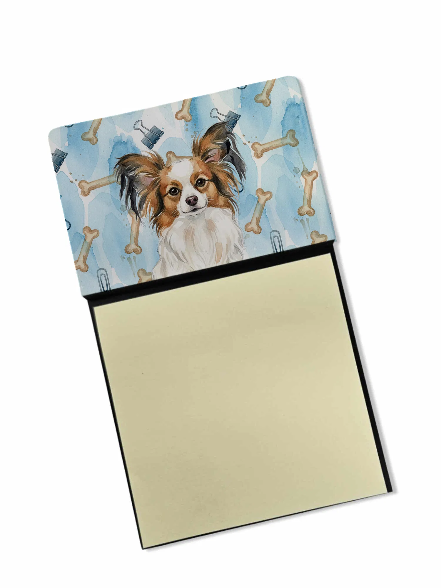 White with Sable Papillon Coworker Watercolor Sticky Note Holder Refillable Dispenser Desk Accessory 3x3 Pad Gift photo 1