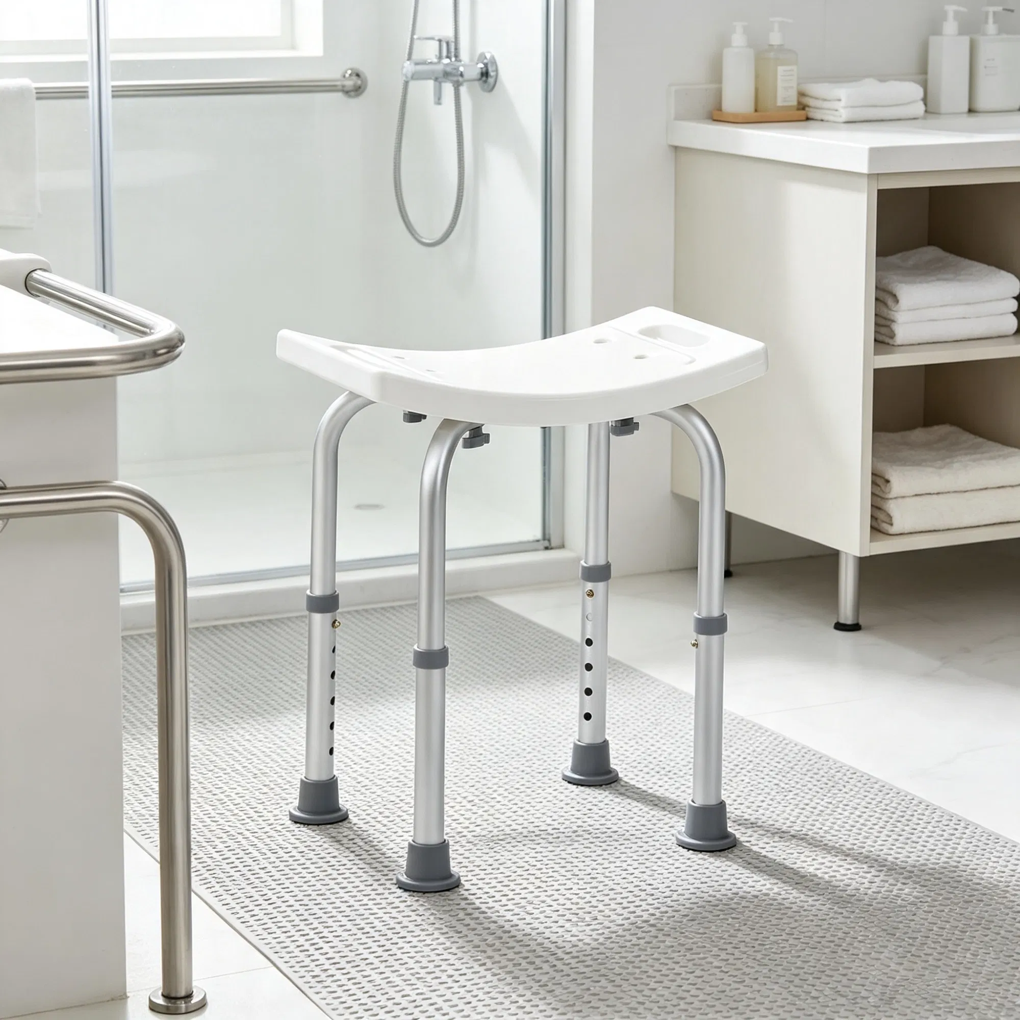 Shower Chair, Adjustable Height Shower Stool with Built-in Handles, Non-Slip Bath Bench Seat for Inside Shower or Tub, 350 lbs Capacity, for Elderly, Disabled & Handicap photo 1