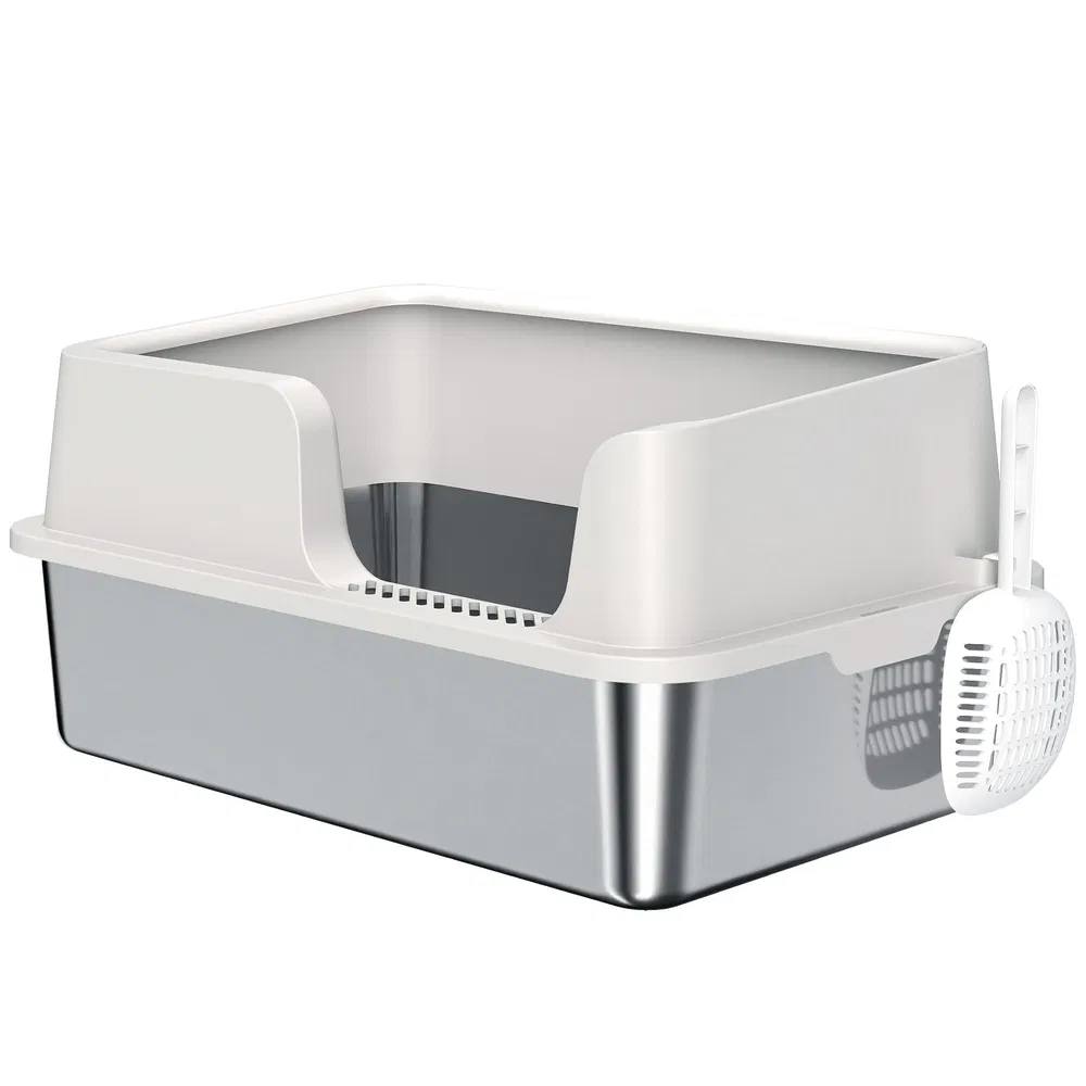 Stainless Steel Cat Litter Box with Lid with Scoop, High Sided, Non-Stick, & Anti-Urine Leakage, Easy Cleaning photo 2