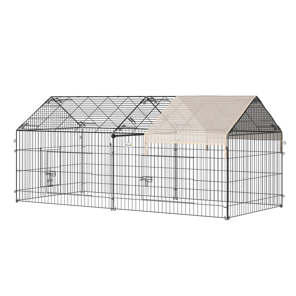 87x41x41-IN Catio Rabbit Guinea Pig Cage Chicken Coop Run, Small Animal Enclousure Outdoor Indoor with Cover and Multiple Doors, Beige photo 2