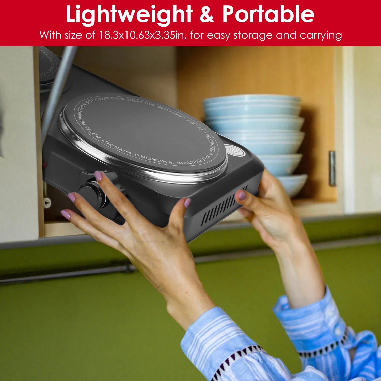 Infrared Dual Burner Hot Plate - 1000W & 800W  Glass Plates, Quick/Even Heating, 302-1022 Stepless Temp, Auto Shut-Off, Compatible with Flat-Bottom Cookware, Compact Portable for Dorms/RVs photo 5