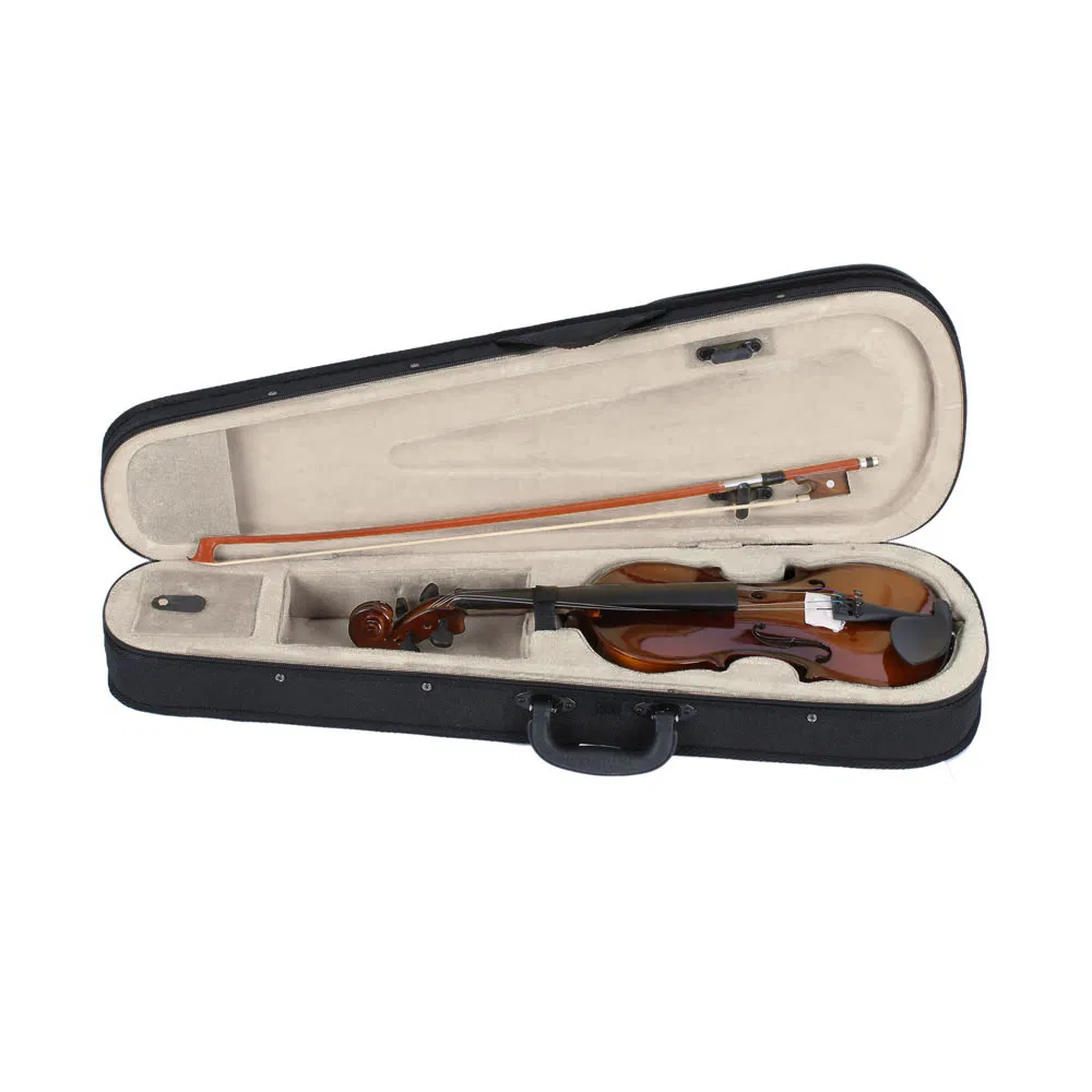 New 1/4 Acoustic Violin Case Bow Rosin Natural photo 4