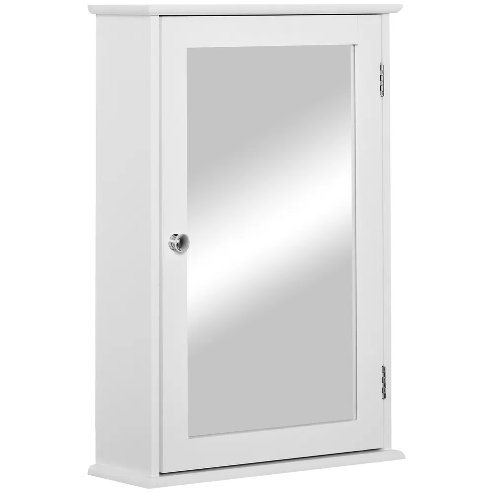 Bathroom Mirror Cabinet, Wall Mounted Medicine Cabinet with Door and Shelves, White photo 2