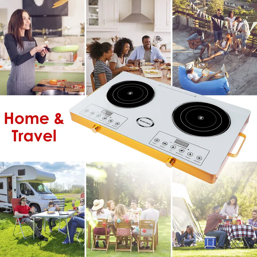 Portable Electric Double Burner 7000W, 110V Countertop Hot Plates with Smooth Heat-Resistant Glass Surface (Easy to Clean), 4 Preset Cooking Modes, 0-4H Timer for Camper/Studio/Office photo 3