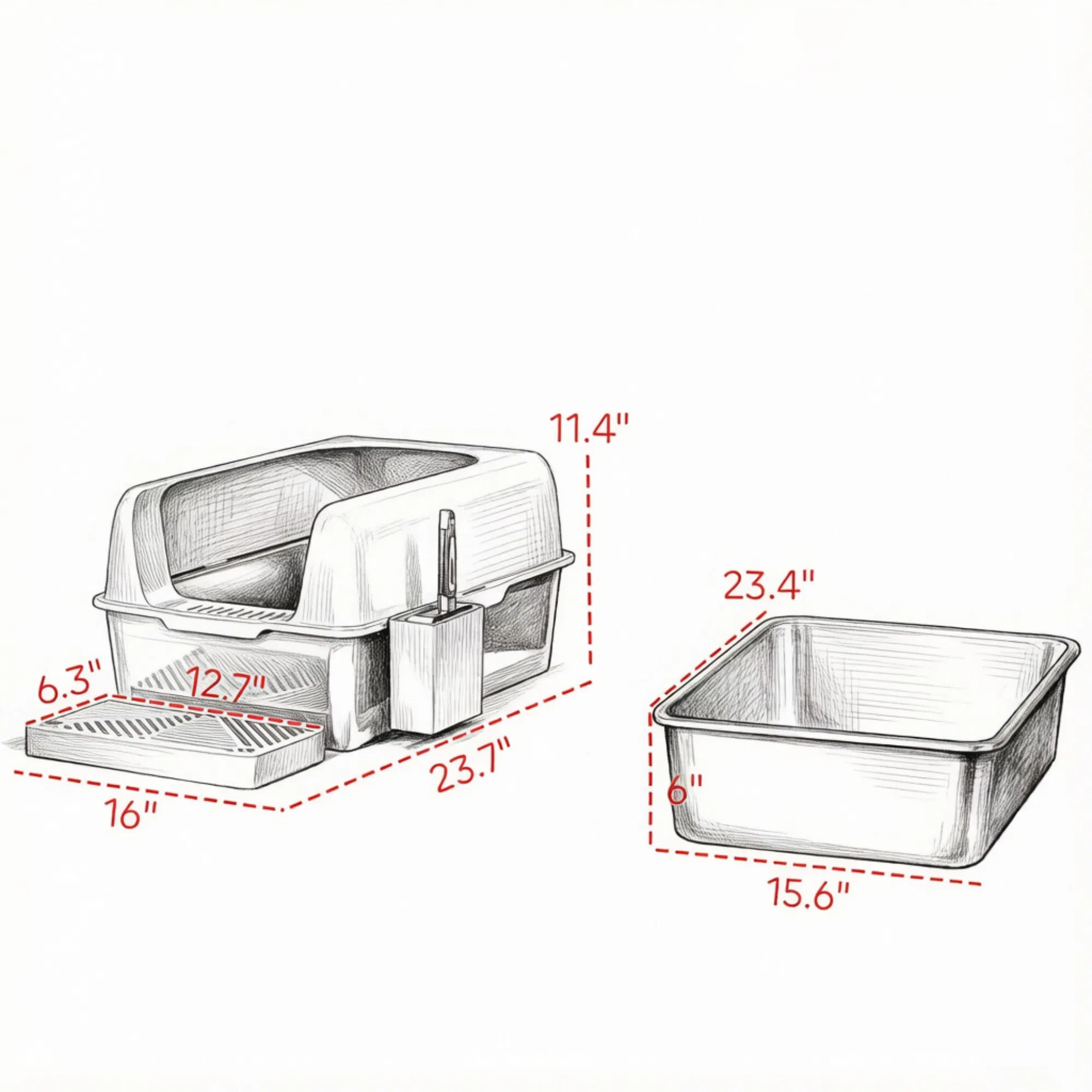 Light Gray 2 Pack High Sided Stainless Steel Litter Box Anti-Urine Leakage for Multi-Cat Households photo 6