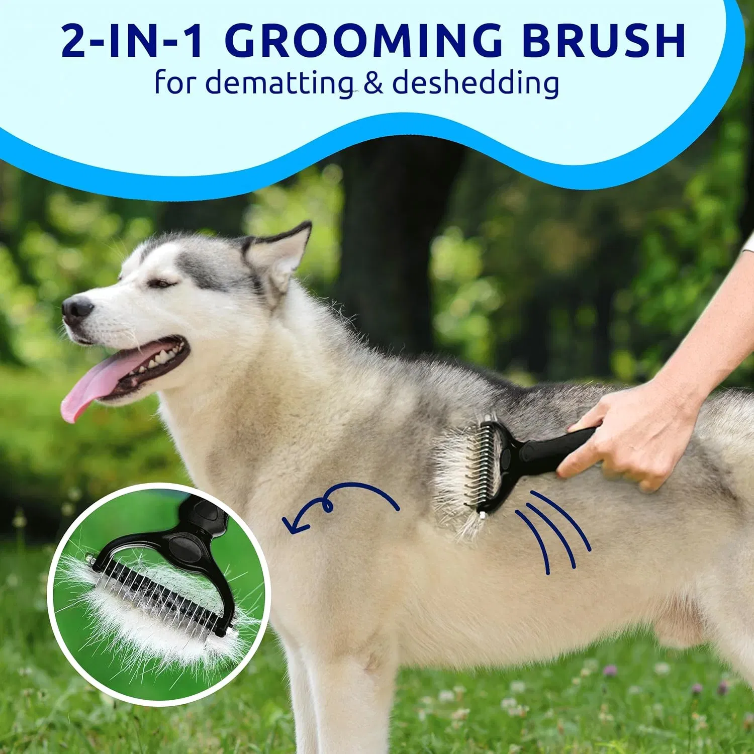 Black pet hair removal dog brush for hair removal - indoor cats use cat brush, long and short haired dogs use double-sided cat brush for hair removal and beauty tools, skin friendly photo 7