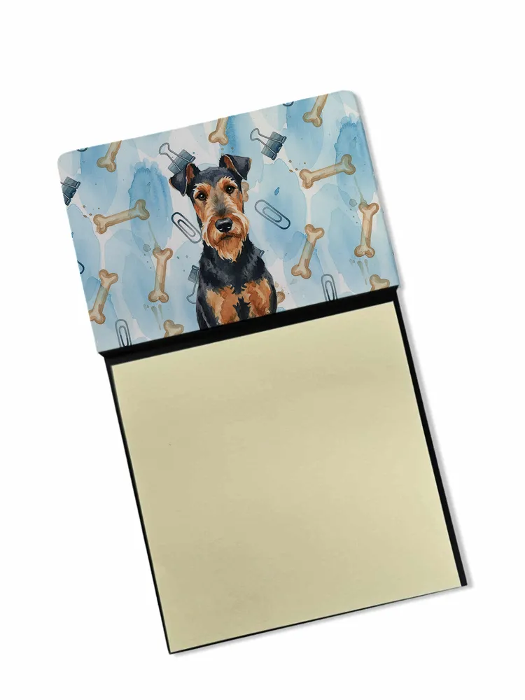 Airedale Terrier Coworker Watercolor Sticky Note Holder Refillable Dispenser Desk Accessory 3x3 Pad Gift photo 8