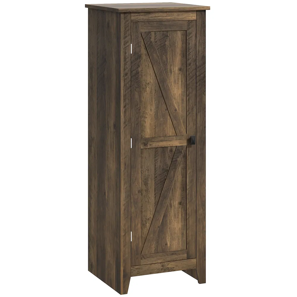 48" Farmhouse Kitchen Pantry Storage Cabinet with Barn Door, Kitchen Pantry Cabinet with Adjustable Shelves, Brown photo 2