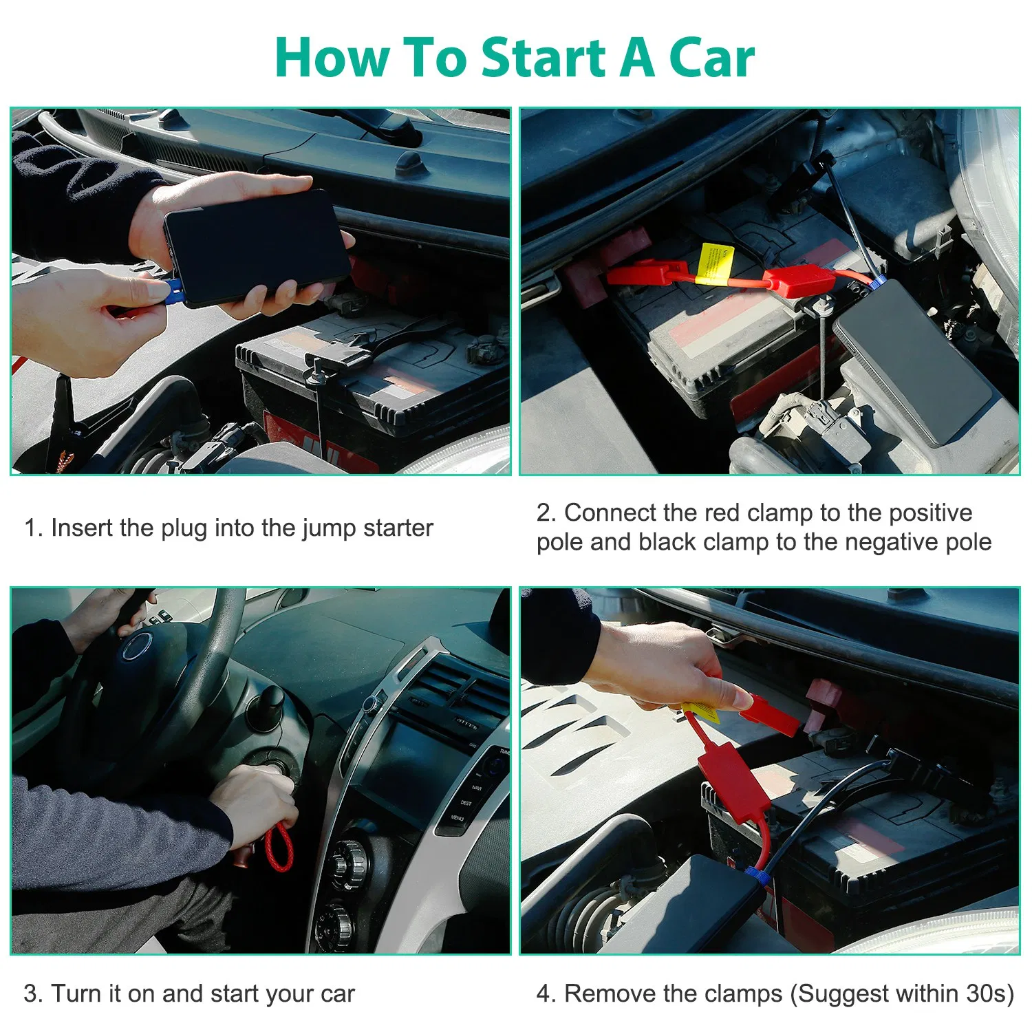 400A Peak Car Jump Starter 20000mAh - For Up to 2.0L Gas Vehicles, Portable USB 5V/2A Power Bank, 3-Mode Emergency Flashlight, Lightweight Ideal Daily Helper & Gift photo 4
