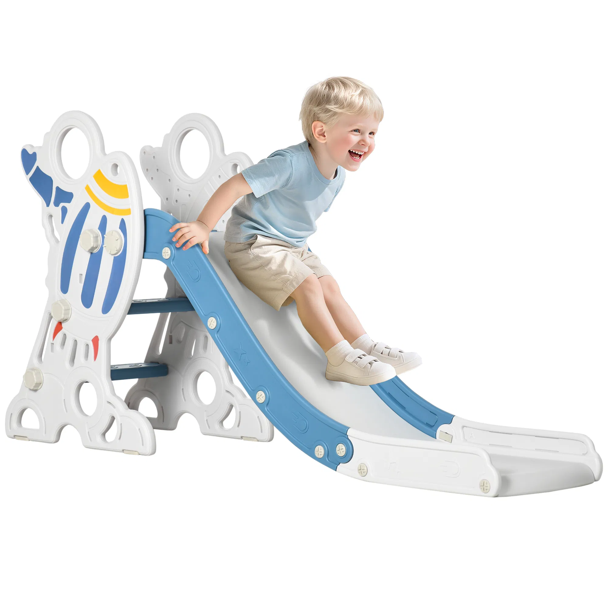 Toddler Slide Indoor for Kids 1.5-3 Years Old, Space Theme Climber Slide Playset, Blue photo 1