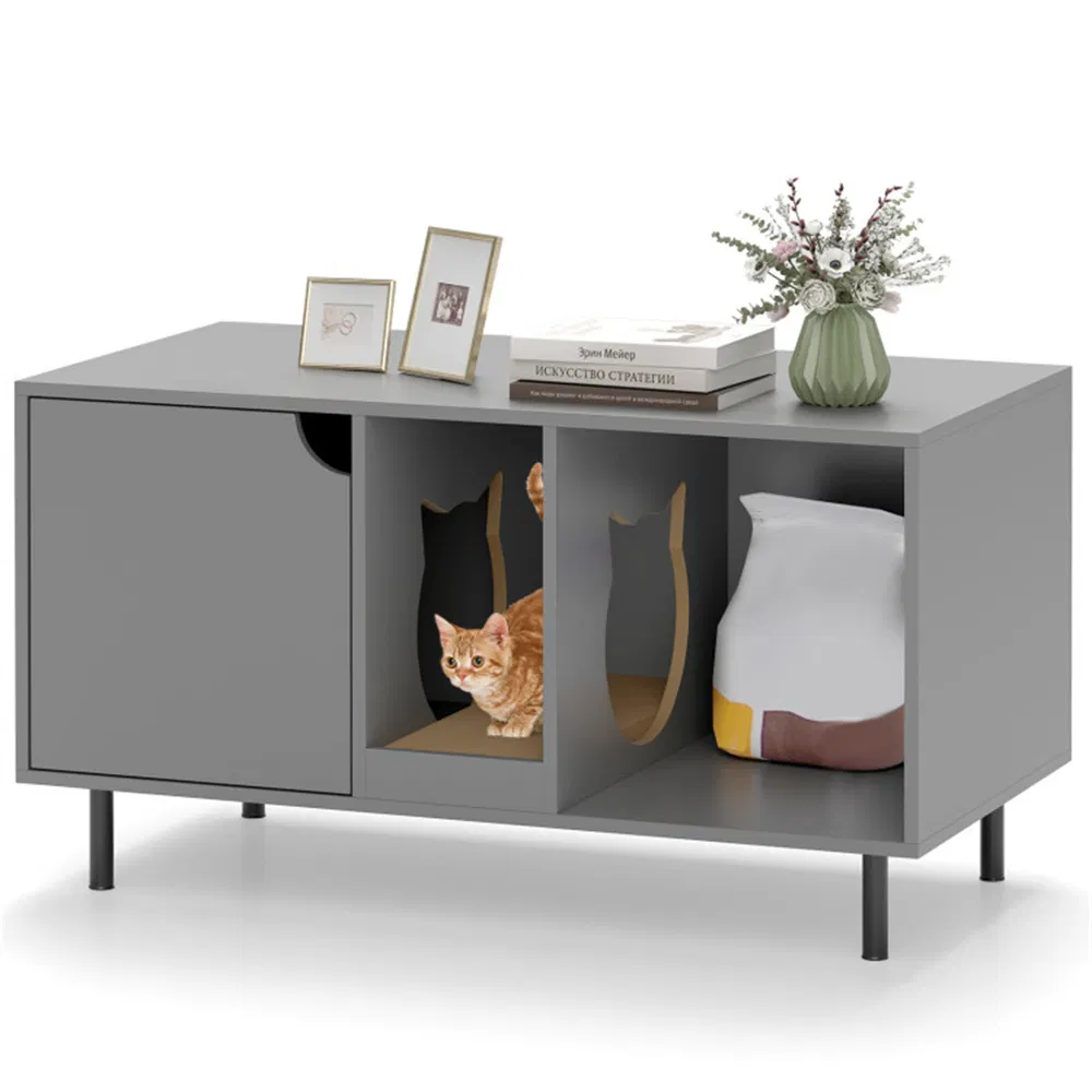 Gray Cat Litter Box Enclosure photo 2