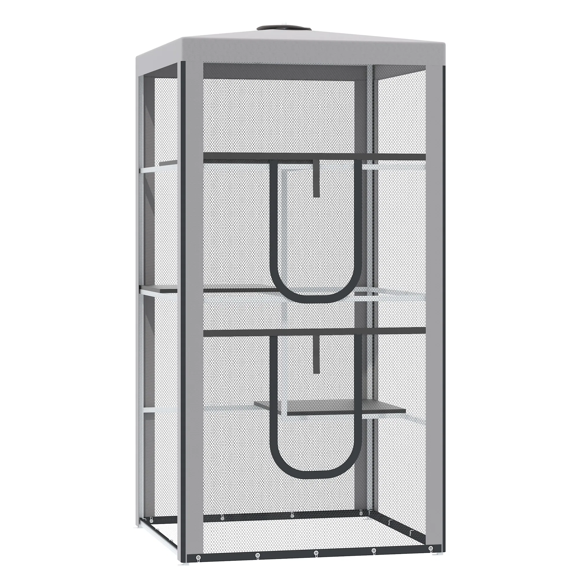 79" Cat Cage, Large Outdoor Kitten House, Indoor Cage Pet Kennel Playpen with 3 Platforms Door 4 Sandbags - Grey photo 1