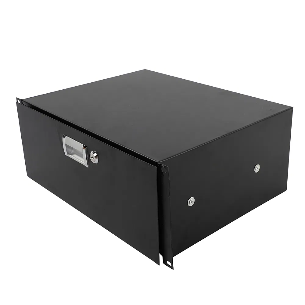 19" 4U Steel Plate DJ Drawer Equipment Cabinet with Keys Black photo 8