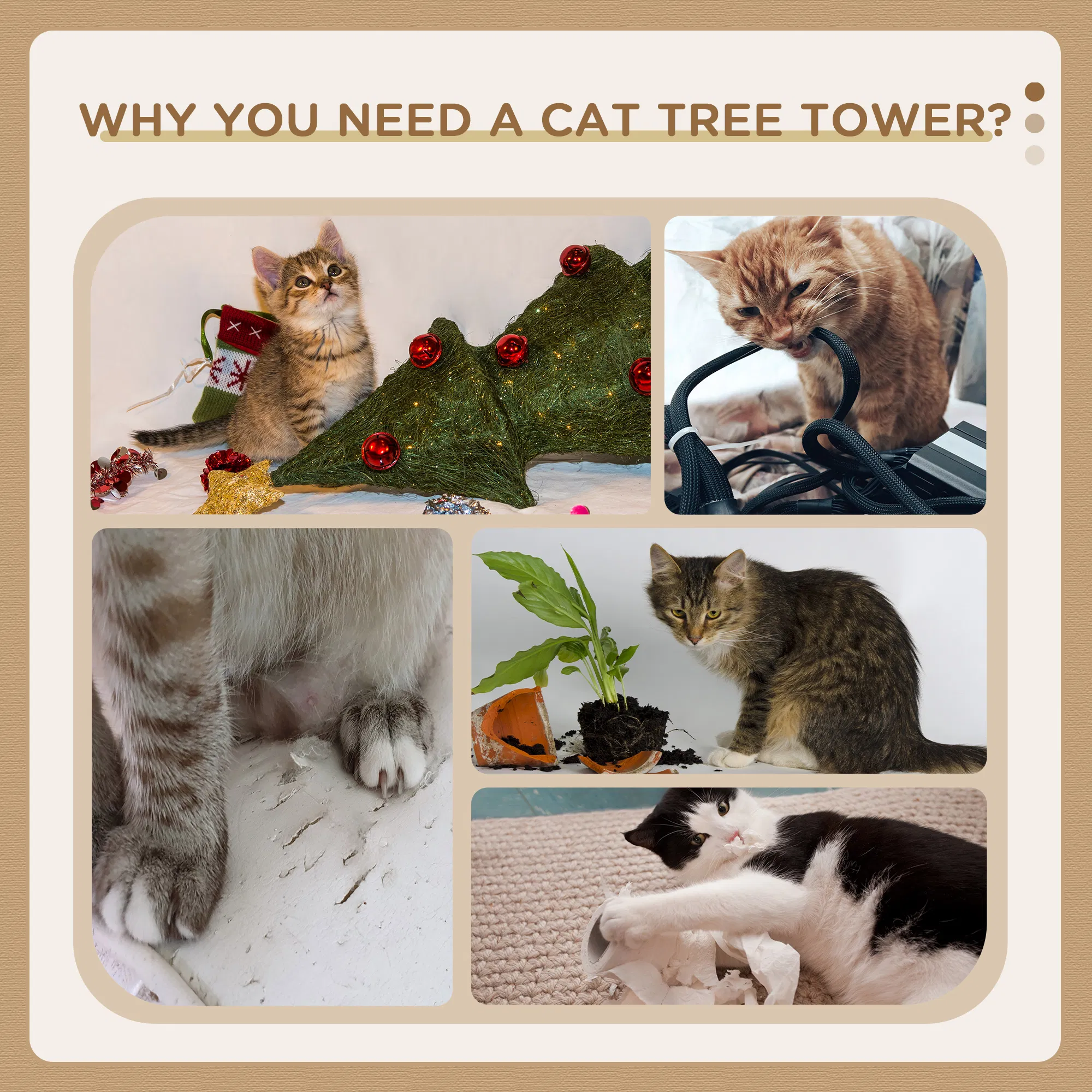 46" Scratching Cat Tree Multi Level Activity Center Kitty Condo Furniture Post Beige photo 6