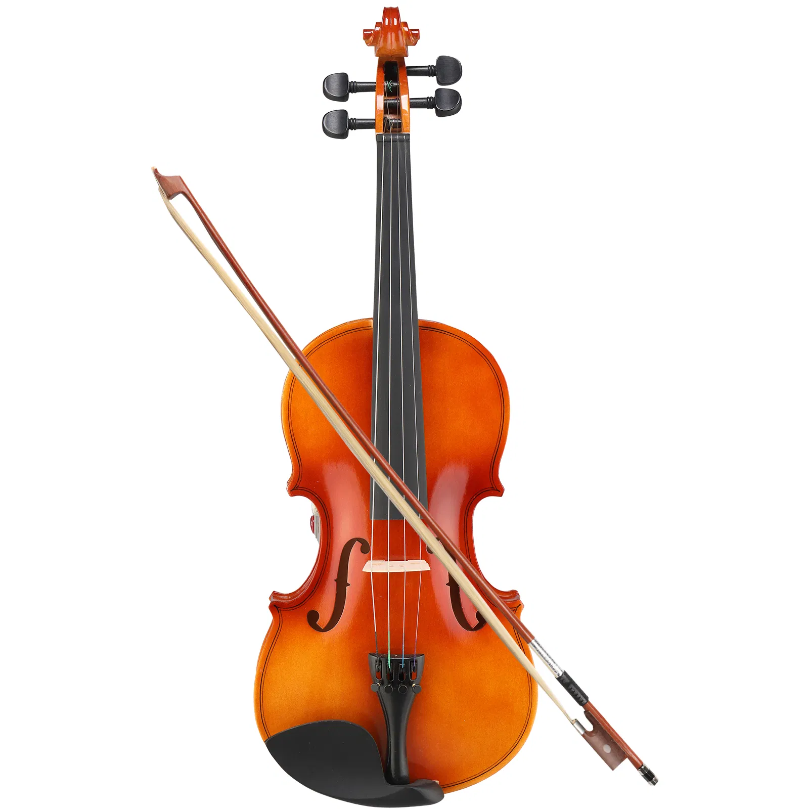 GV100 4/4 Acoustic Violin Case Bow Rosin Strings Tuner Shoulder Rest Natural photo 1