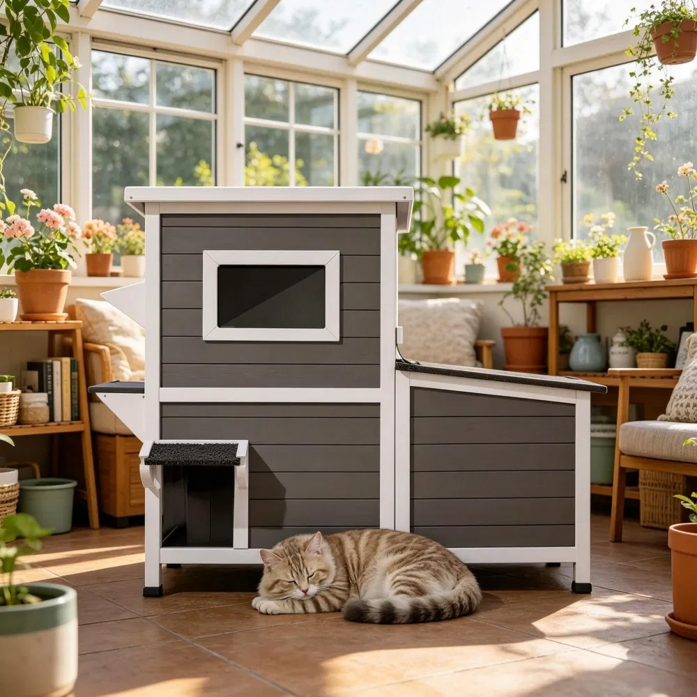 Minimalist Design Cat House with Easy to Clean and Removable Floor for Outdoor photo 2