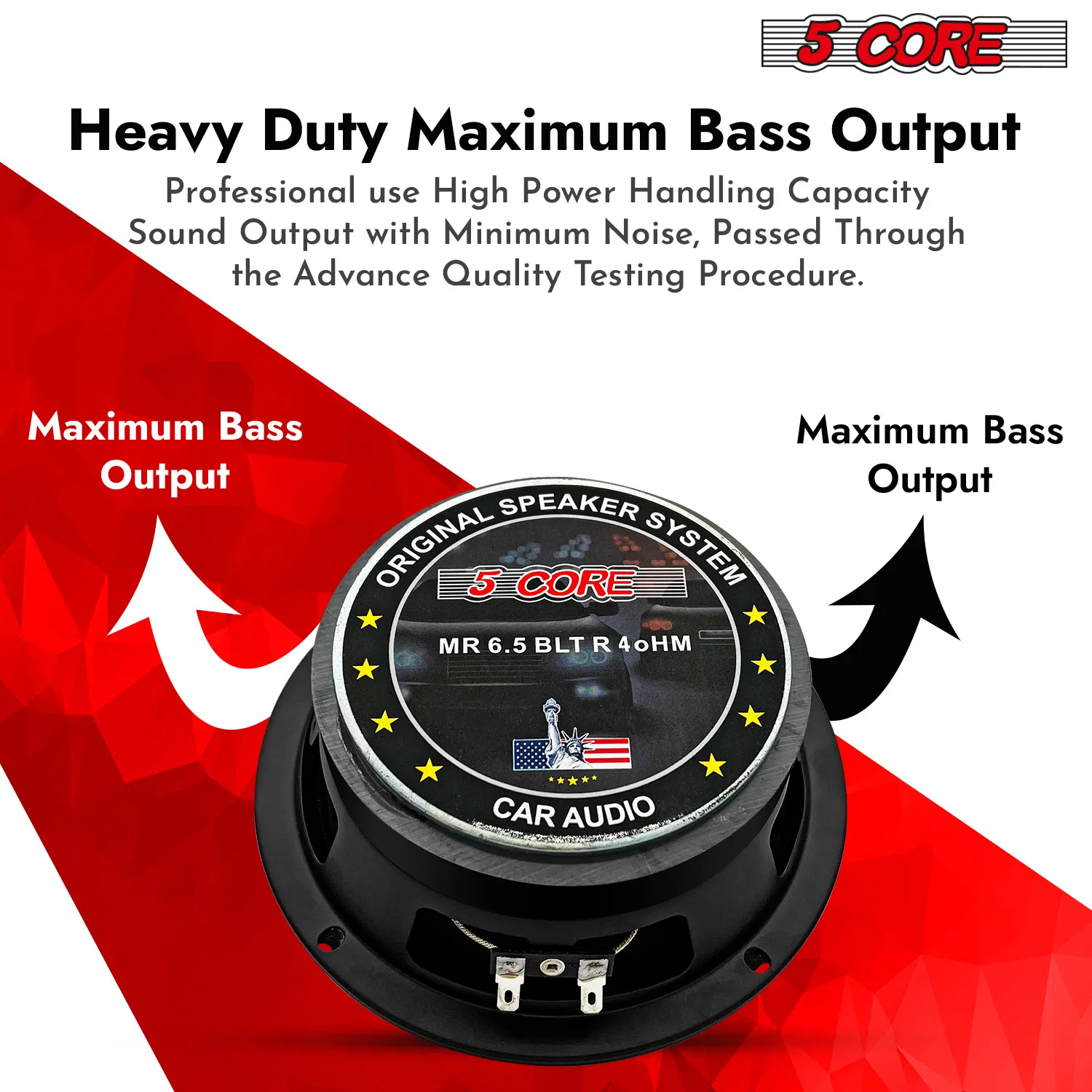 5Core 6.5 Inch 2Pcs Midrange Door Speaker 360W Subwoofer w Aluminum Bullet 4Ω/8Ω Sub Woofer photo 7