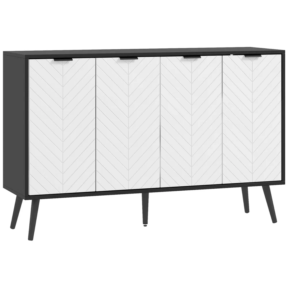 Modern Sideboard and Buffet, Dining Room Cabinet with Adjustable Shelves and 4 Doors, Black photo 2