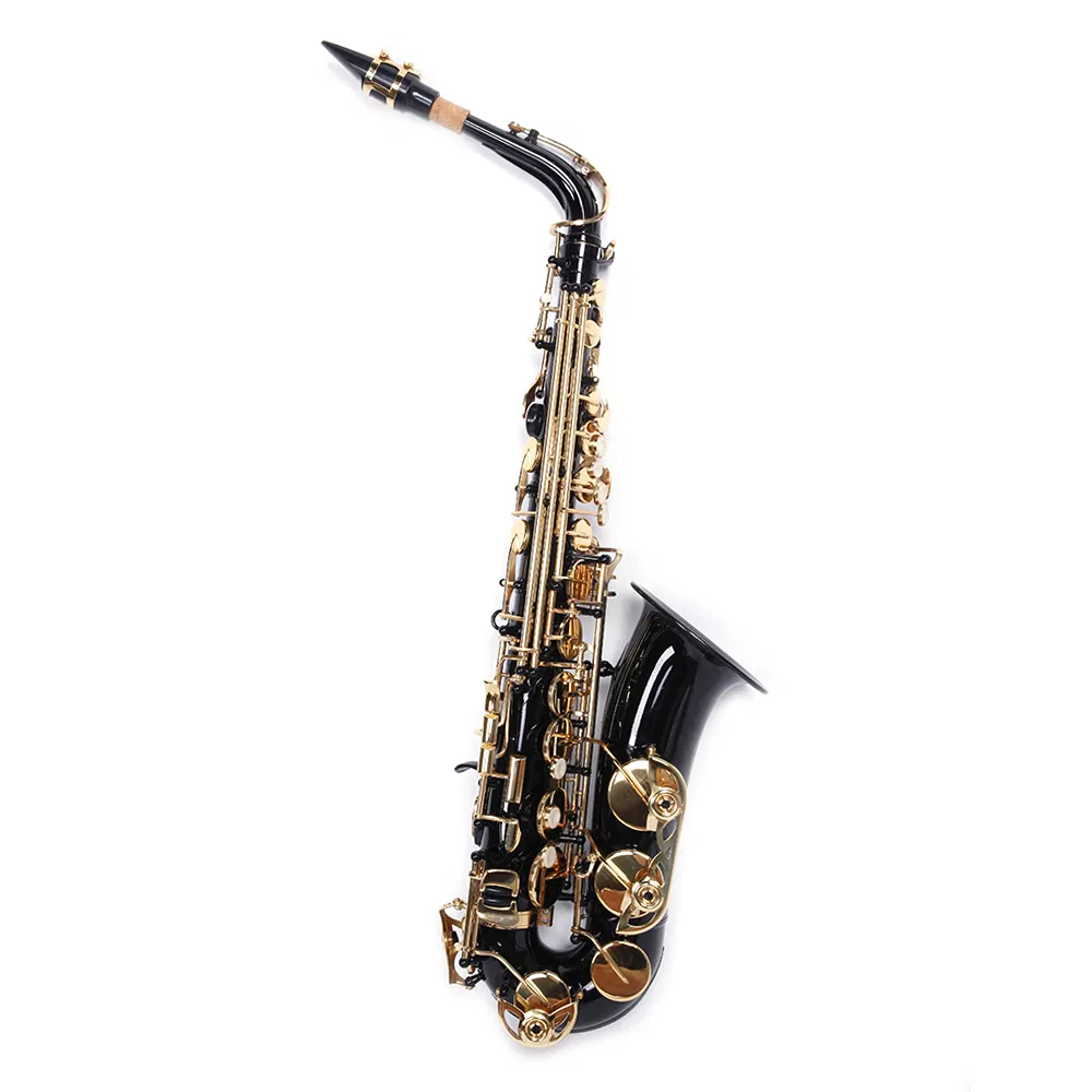 Be Brass Carving Pattern Pearl White Shell Button Saxophone with Strap Black photo 7