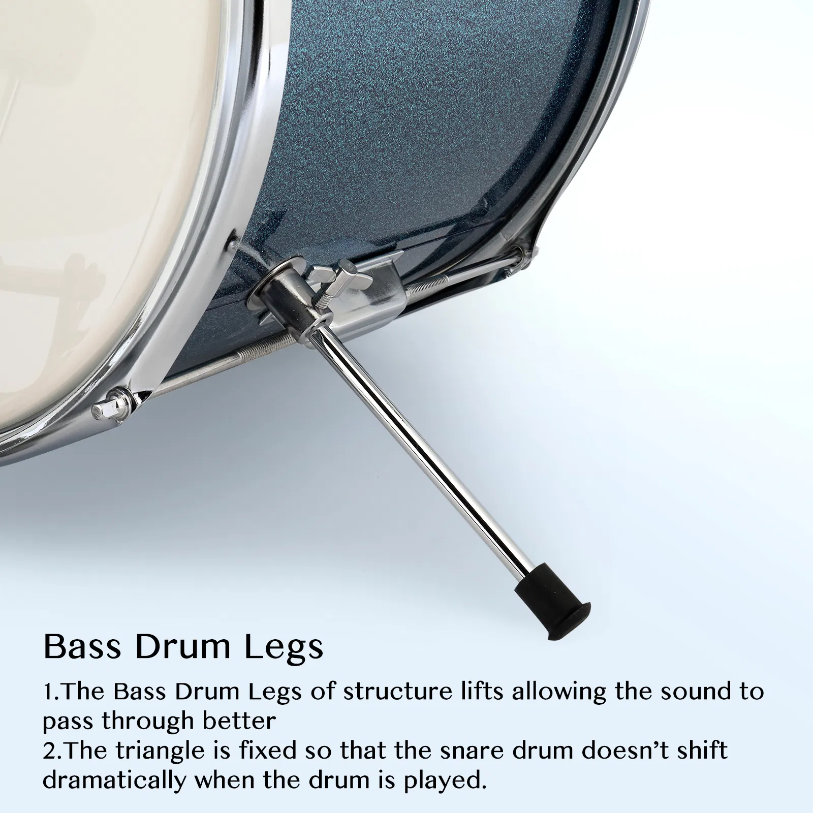 [Do Not Sell on Amazon]14"x10" 3-Pieces Junior Kids Drum Set Kit Pedal Drum Stick Wrench Drum Stool Sky Blue photo 3
