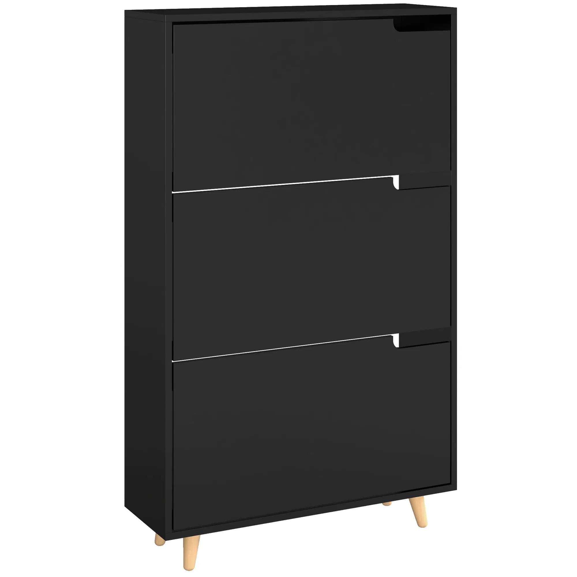 Slim Shoe Storage Cabinet with 3 Flip Drawers and Adjustable Shelves, Shoe Cabinet for 18-24 Pairs, Black photo 1