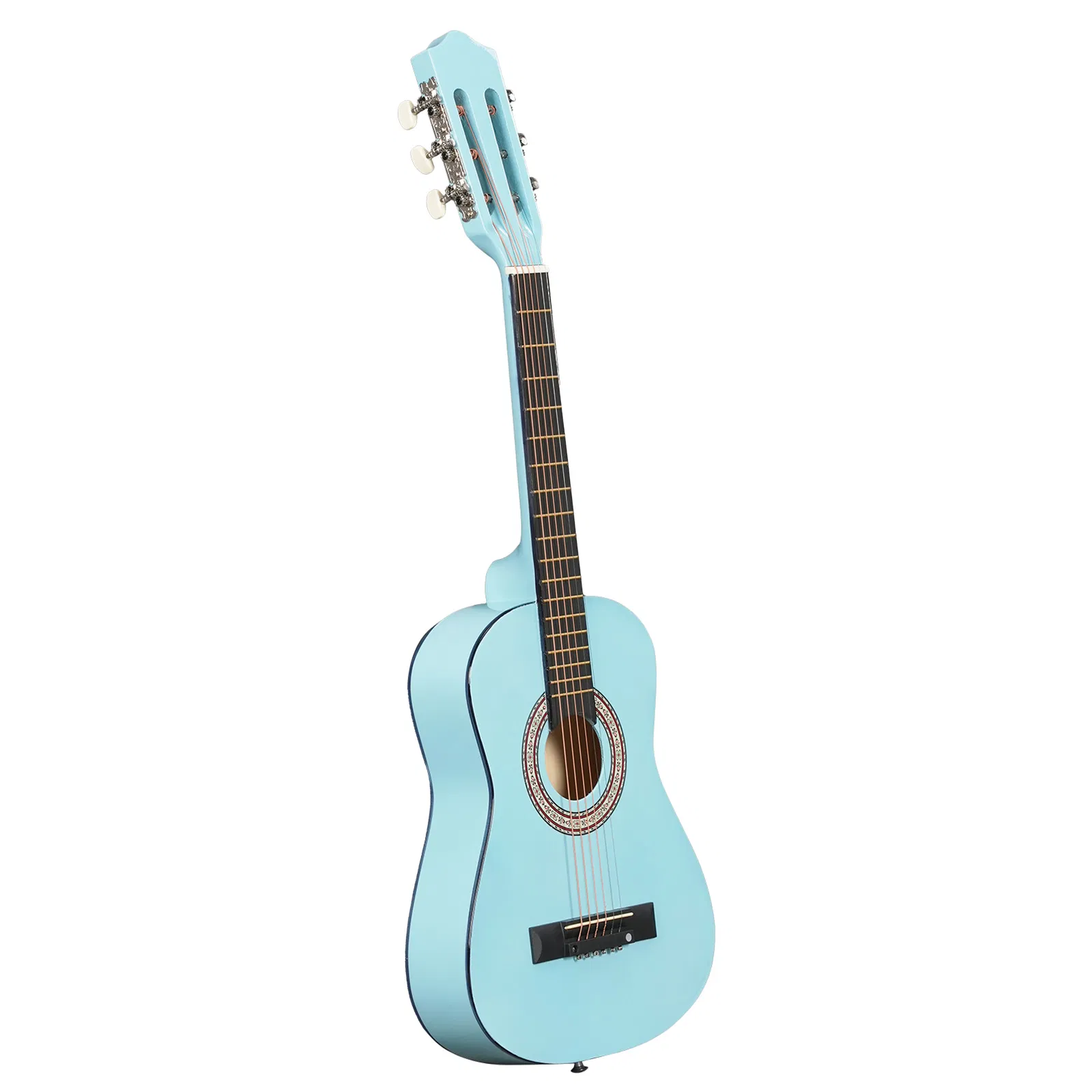 Sky-blue color 30-inch Round Acoustic Guitar with Picks, Strings, Capo, Case, Tuner, and Strap photo 1