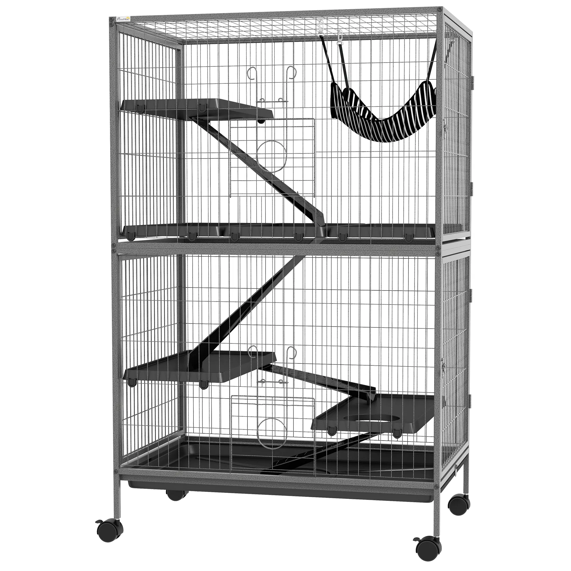 5-Tier Rolling Small Animal Cage, Deluxe Guinea Pig Cage, Ferret Cage for Mink Chinchilla Kitten Rabbit Grey photo 1