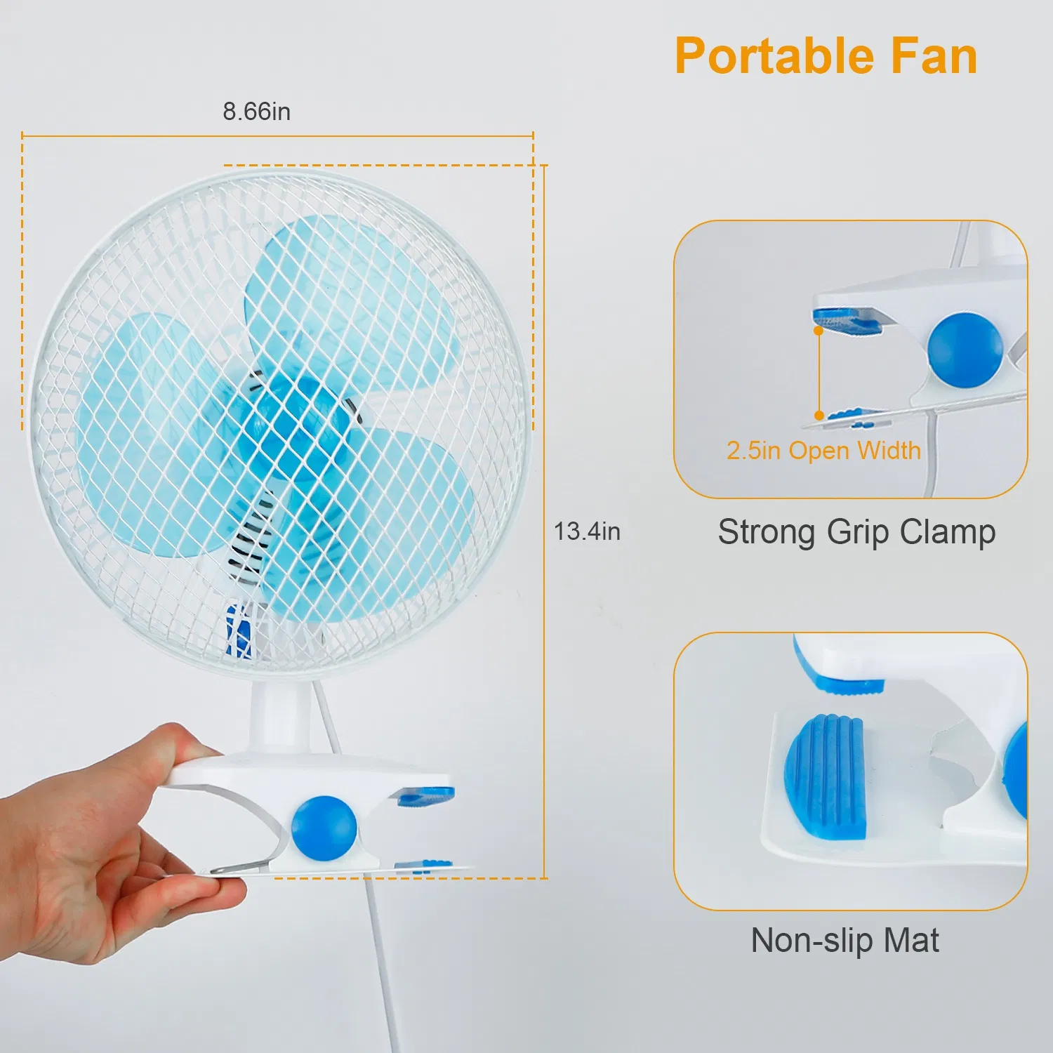2 Speed Quiet Clip Fan, Auto Oscillation Personal Fan, Anti-Pinch Design Small Fan for Desk Wall Stroller Office Bedroom photo 5