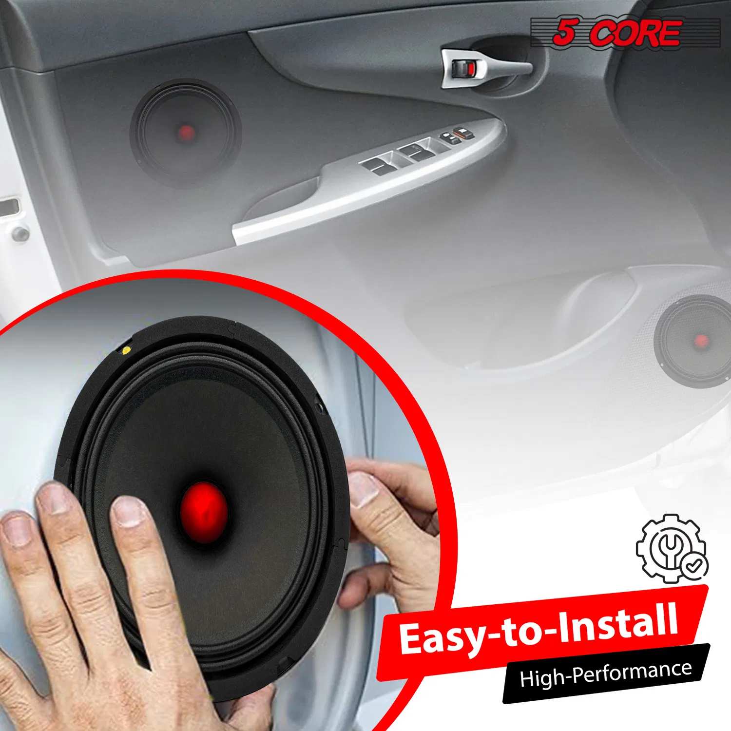 5Core 8 Inch Midrange Door Speaker 500W Subwoofer w Aluminum Bullet 4Ω/8Ω Sub Woofer photo 4